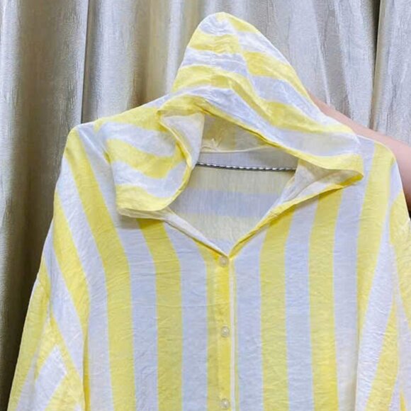 Yellow & White Striped Hooded Blouse - Picture 2 of 3